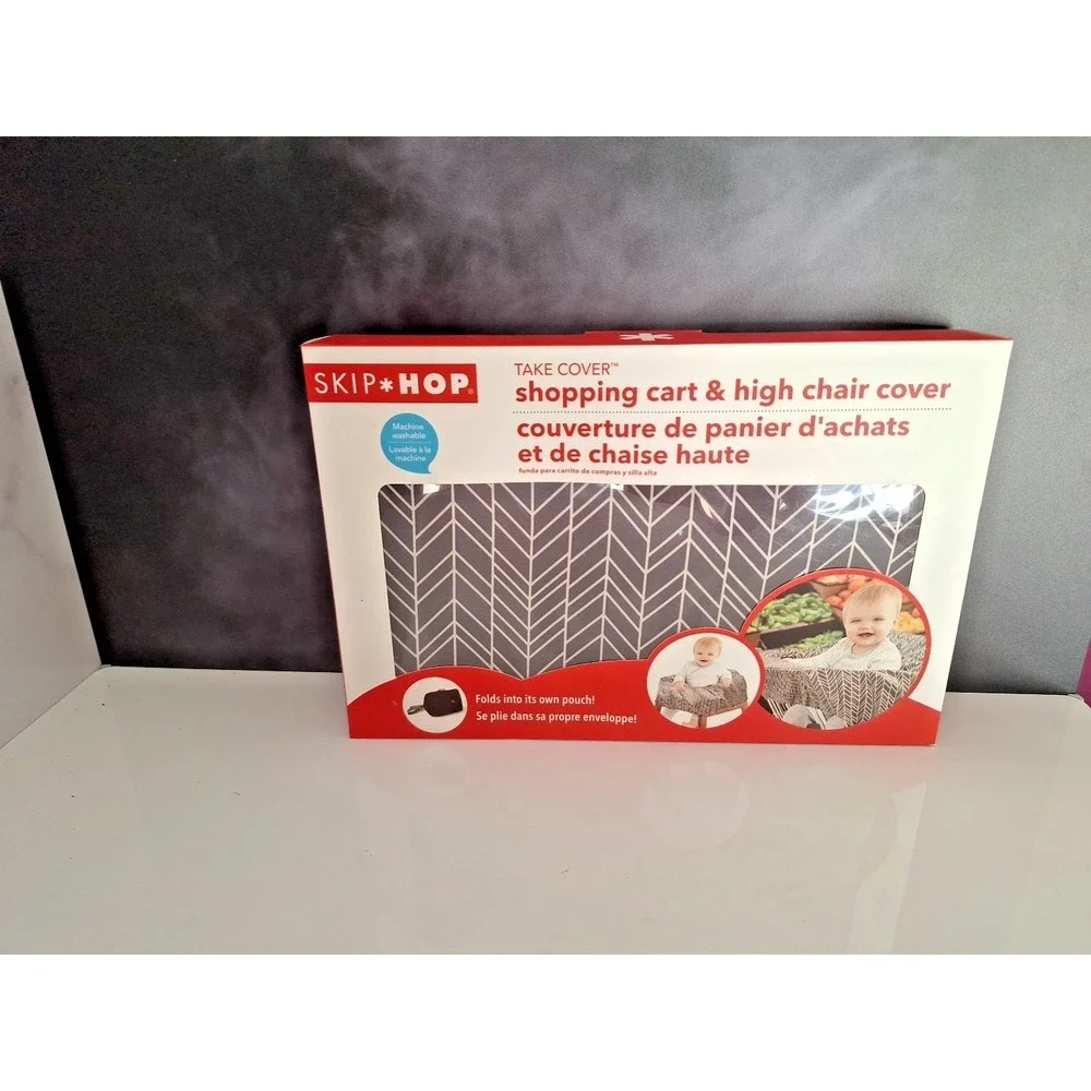 Skip Hop Shopping Cart & High Chair Cover Grey Feather black gray new in pkg